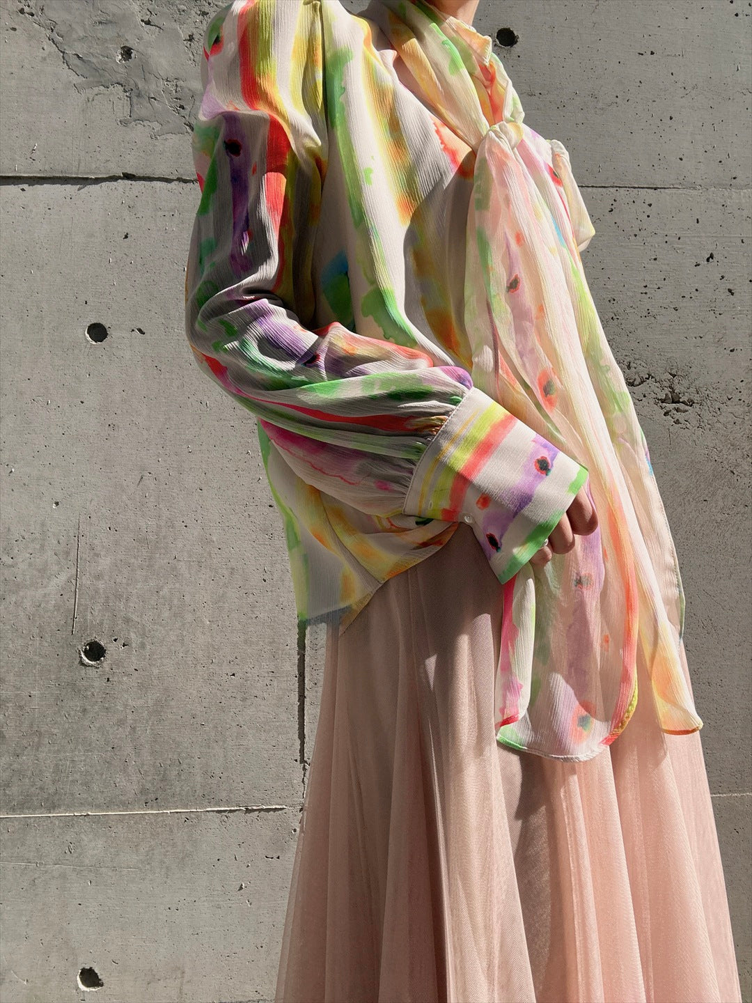 aurora paint bow tie blouse