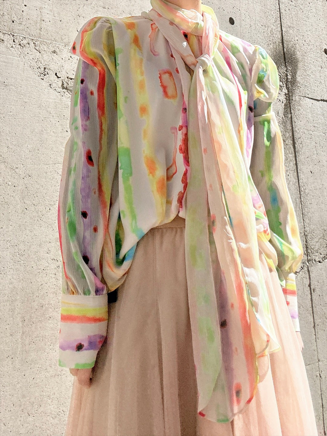 aurora paint bow tie blouse