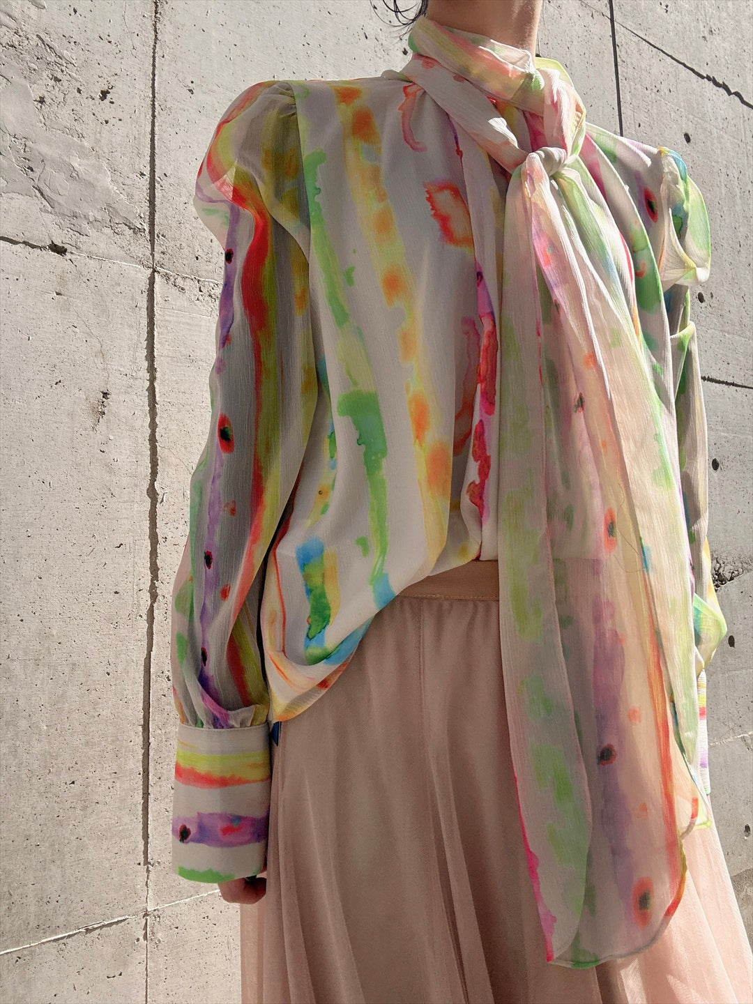 aurora paint bow tie blouse