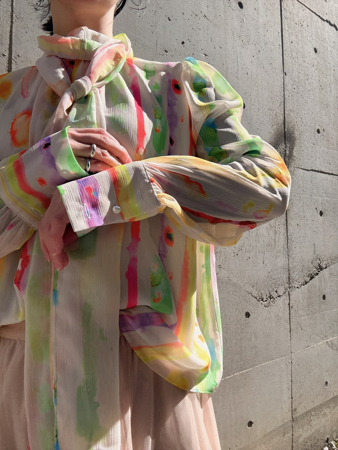 aurora paint bow tie blouse