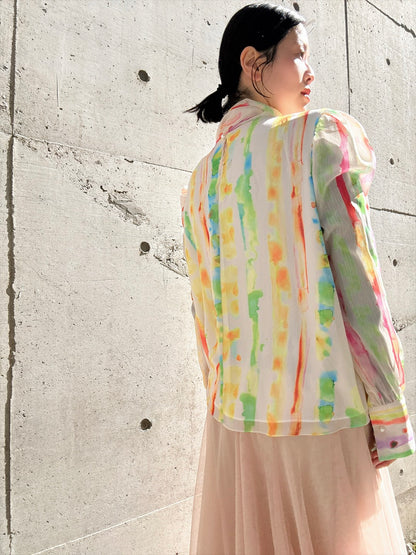 aurora paint bow tie blouse