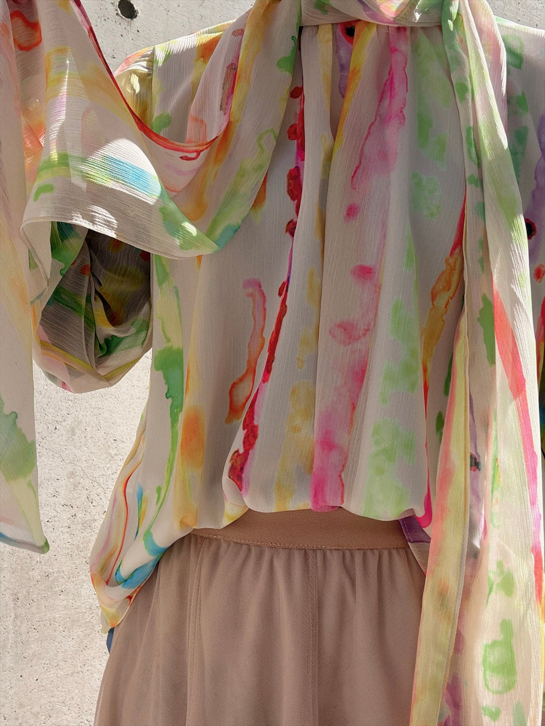 aurora paint bow tie blouse