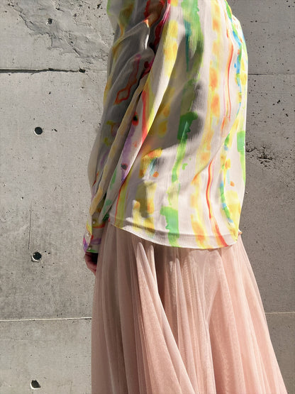 aurora paint bow tie blouse
