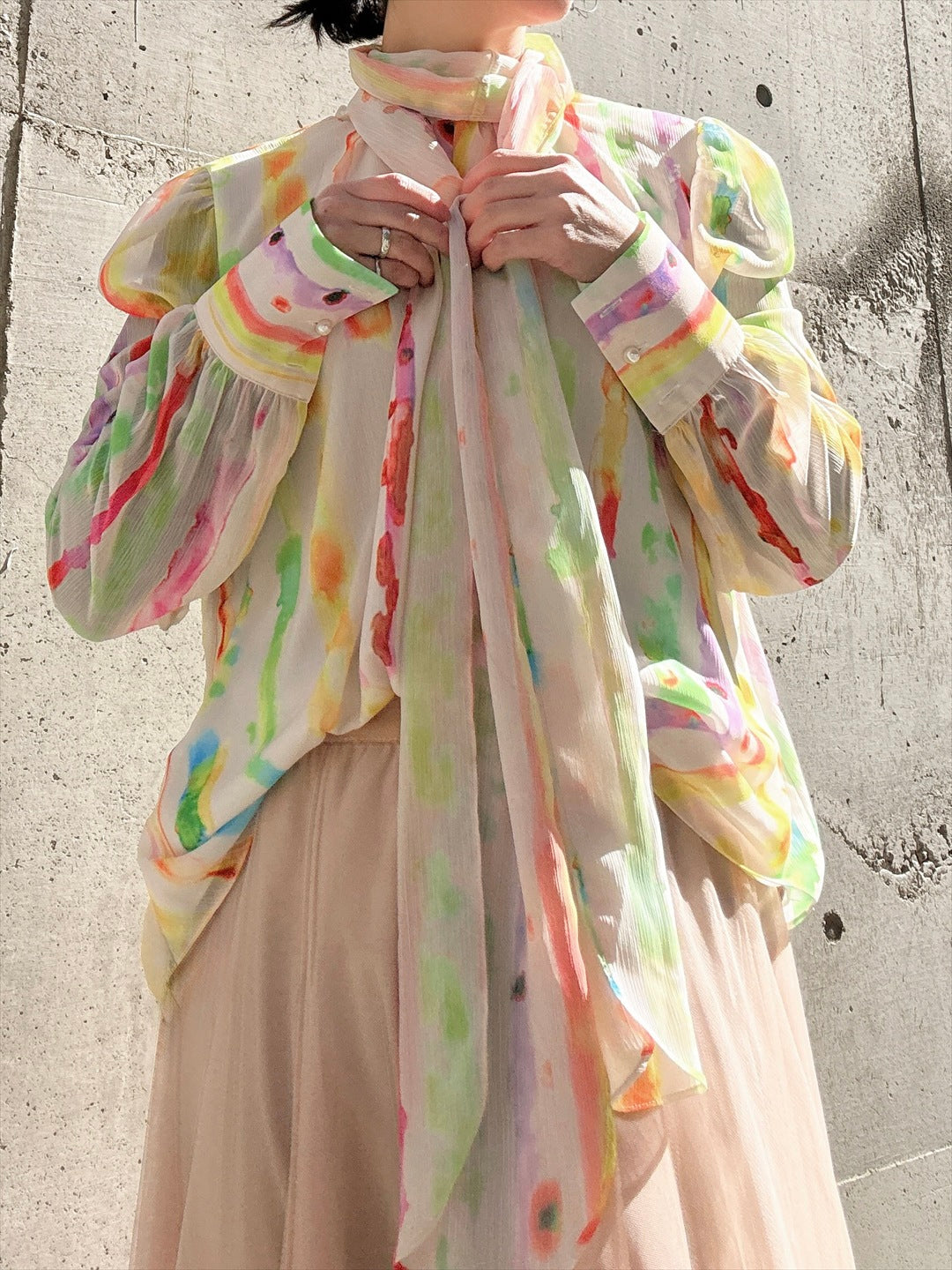 aurora paint bow tie blouse