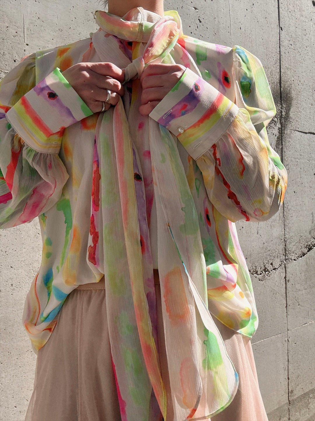 aurora paint bow tie blouse