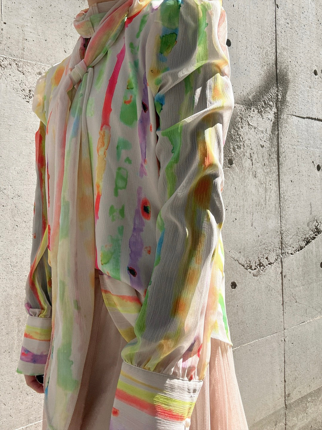 aurora paint bow tie blouse