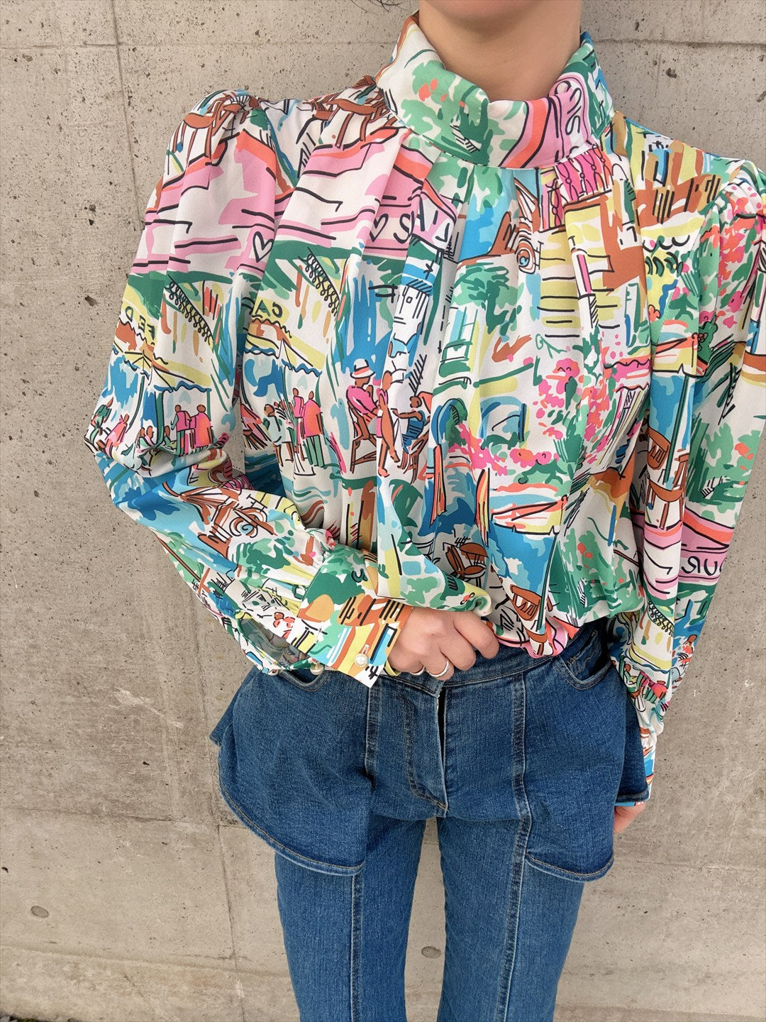 european cafe sketch blouse