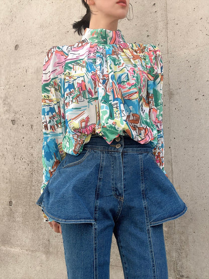 european cafe sketch blouse