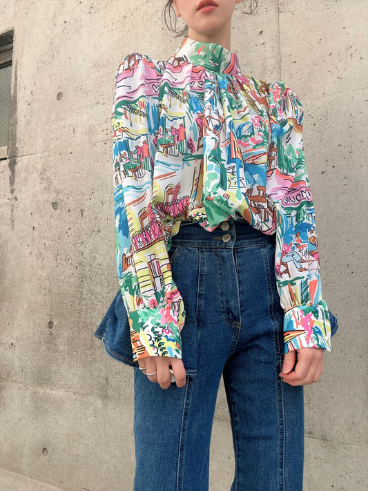 european cafe sketch blouse