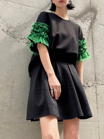 glitter pleated mini skirt