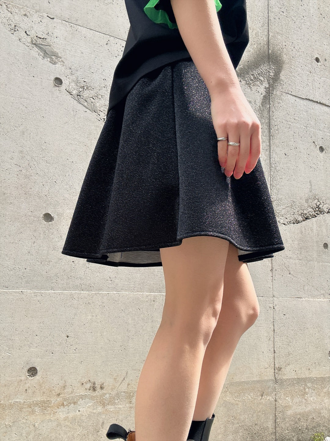 glitter pleated mini skirt