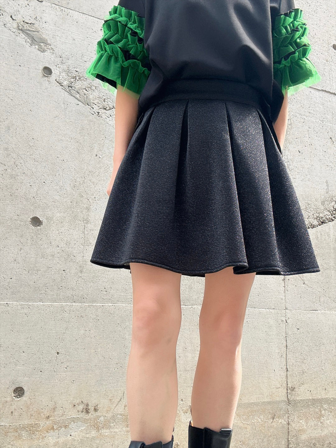 glitter pleated mini skirt
