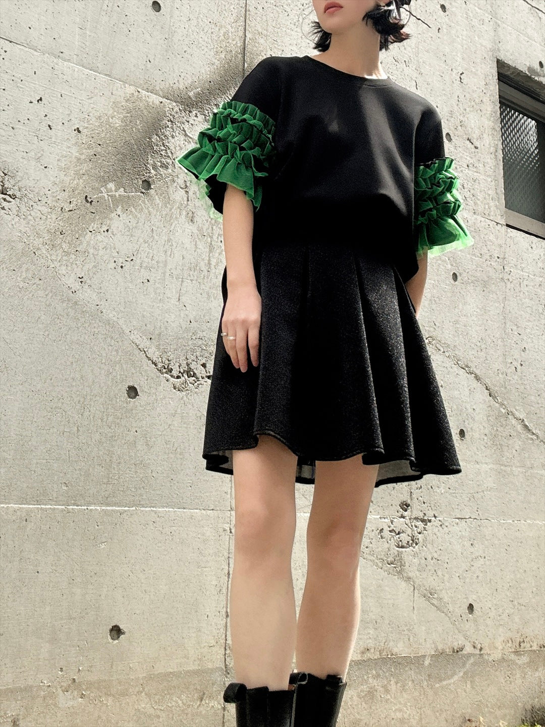 glitter pleated mini skirt