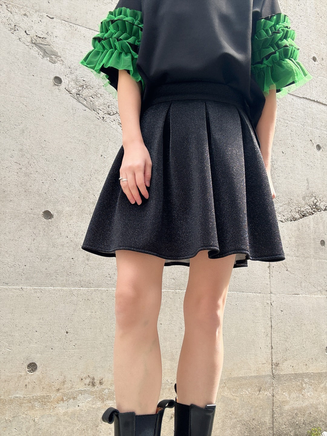 glitter pleated mini skirt