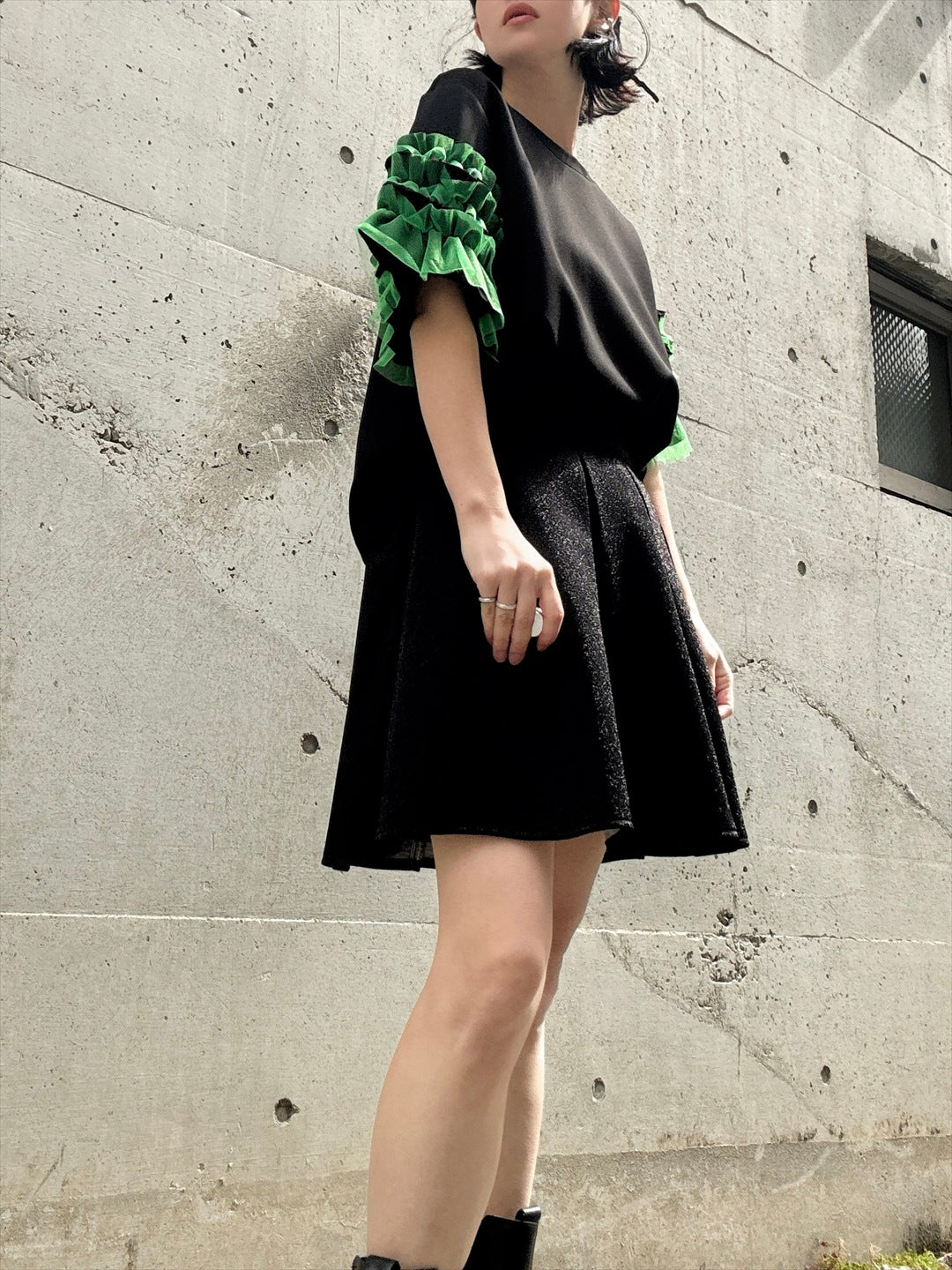 glitter pleated mini skirt