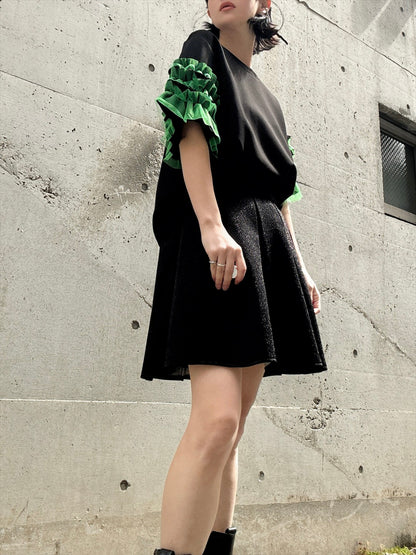 glitter pleated mini skirt