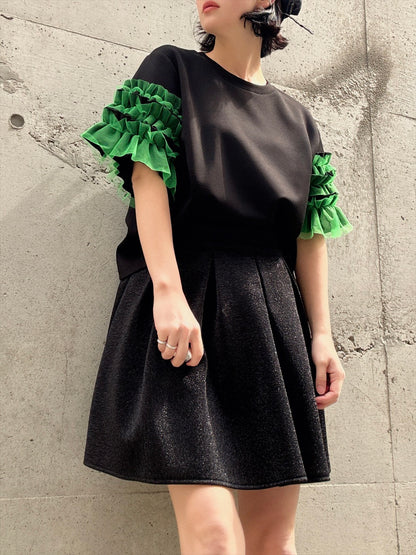 glitter pleated mini skirt