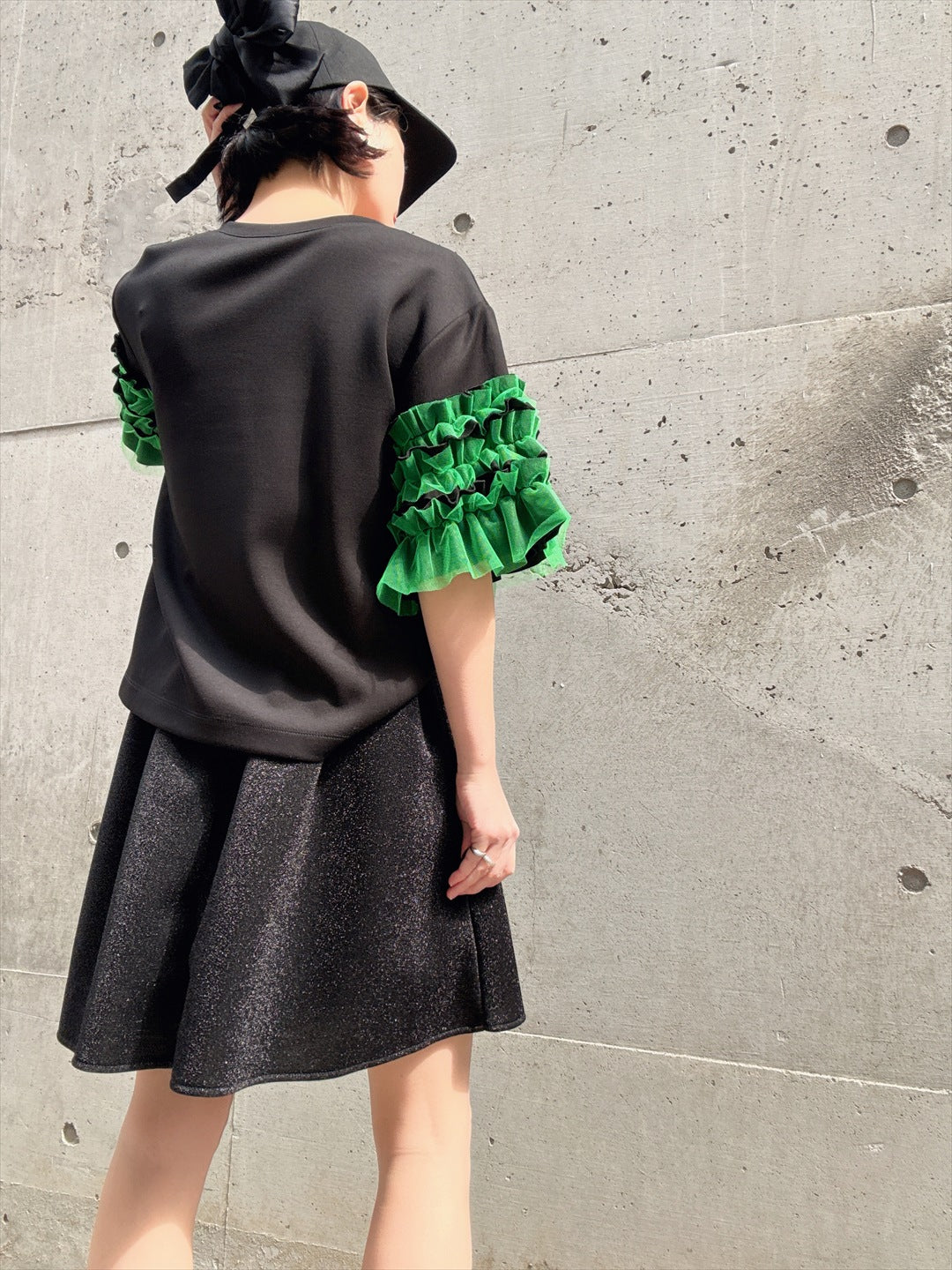 glitter pleated mini skirt