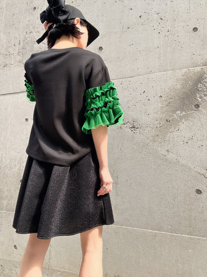 glitter pleated mini skirt