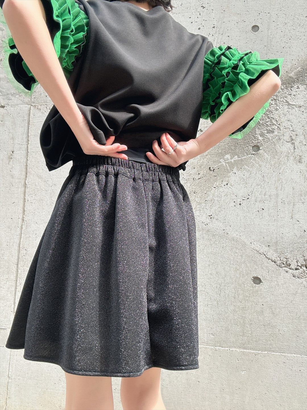 glitter pleated mini skirt