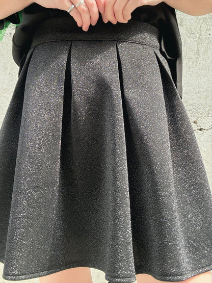 glitter pleated mini skirt