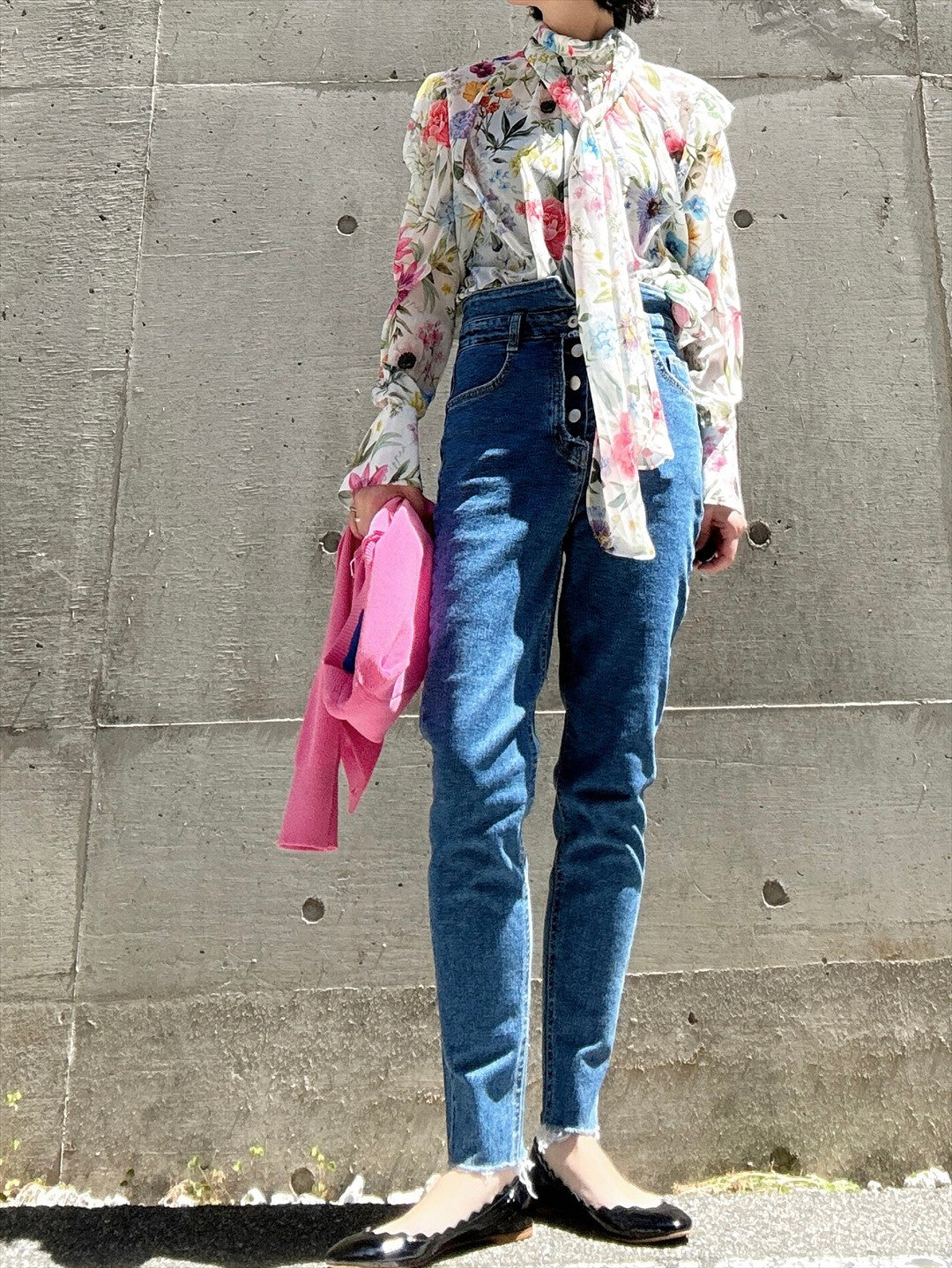 floral print bow tie blouse