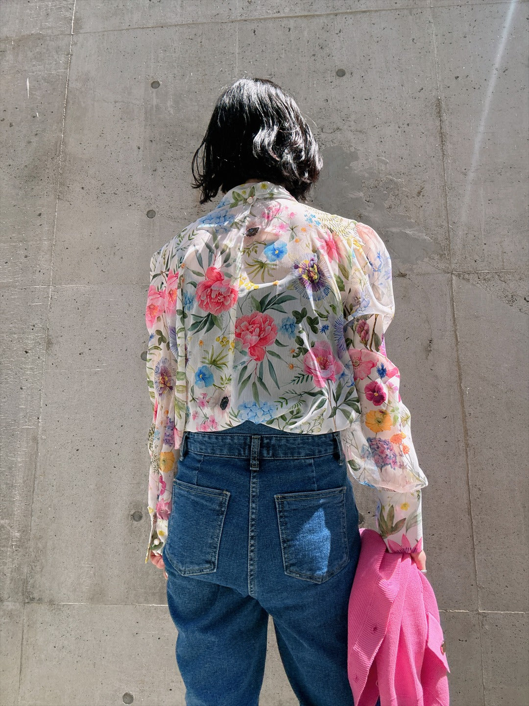 floral print bow tie blouse