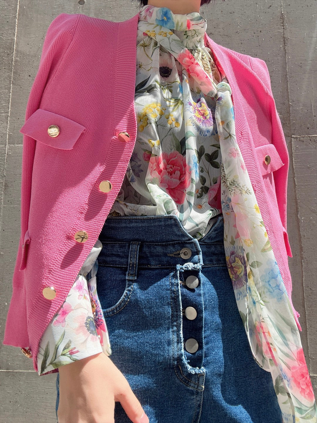 floral print bow tie blouse
