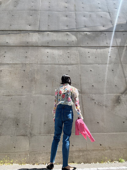 floral print bow tie blouse