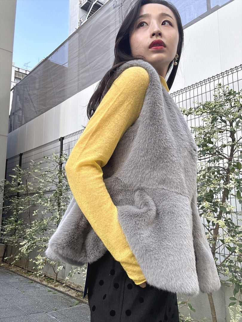 peplum fur vest – miele grande