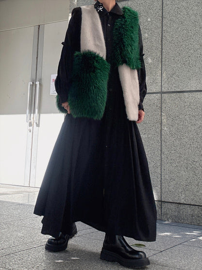 multi fake fur vest