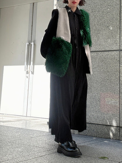 multi fake fur vest