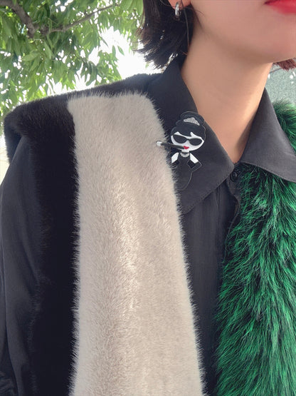 multi fake fur vest