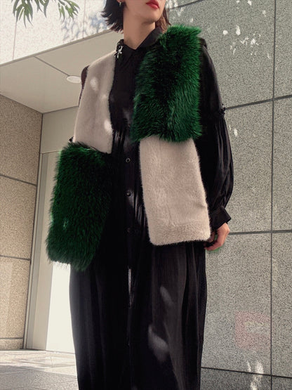 multi fake fur vest