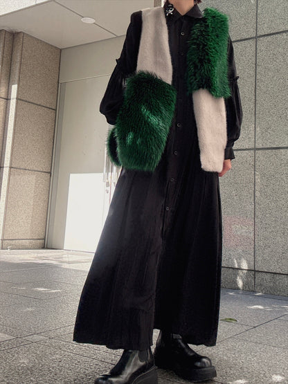 multi fake fur vest