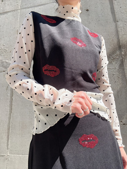 dot pattern see-through cut and sew