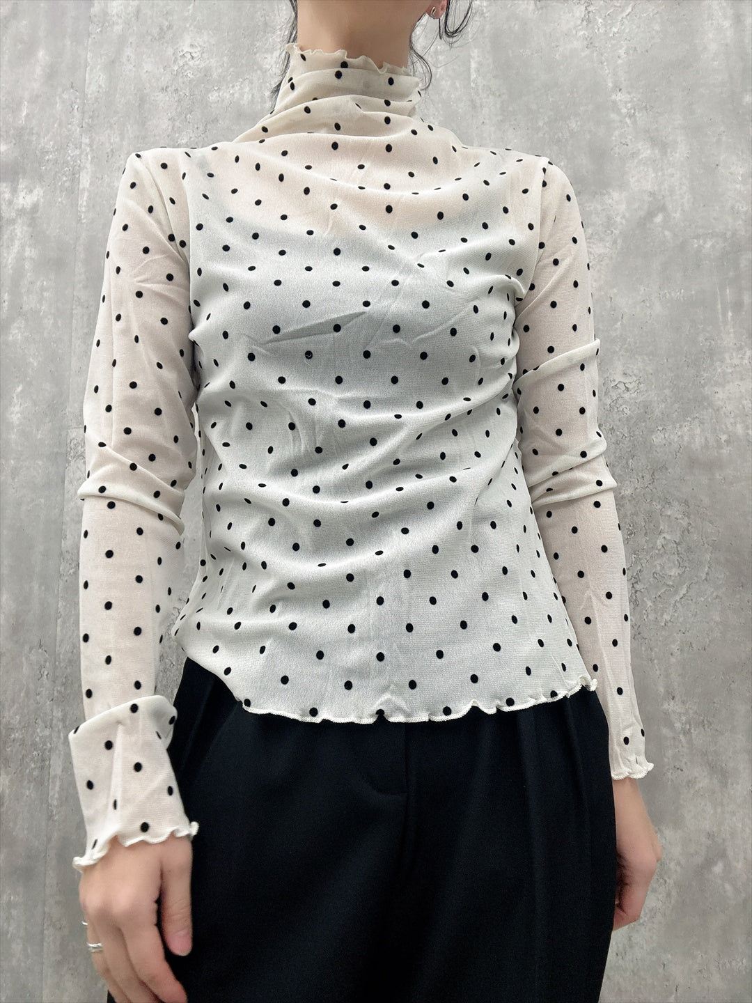dot pattern see-through cut and sew