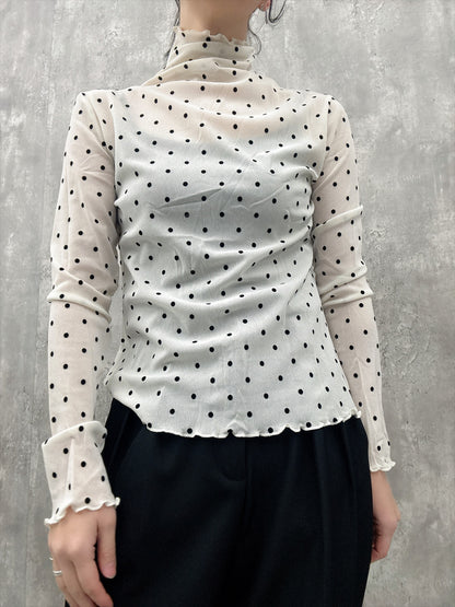 dot pattern see-through cut and sew