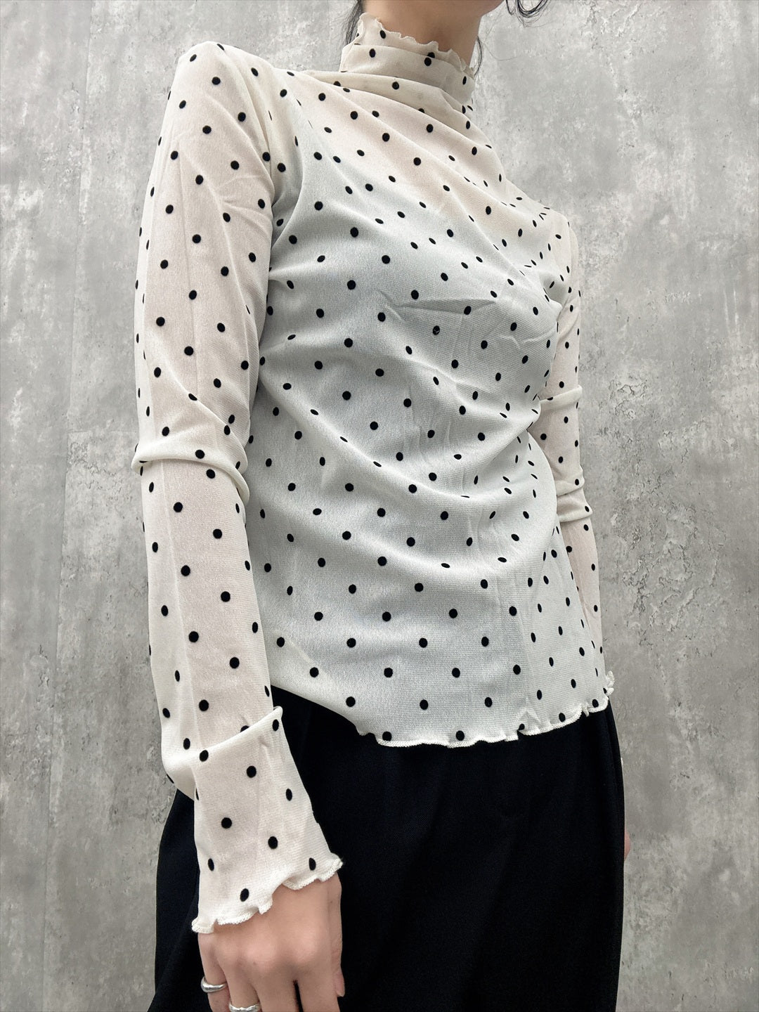 dot pattern see-through cut and sew