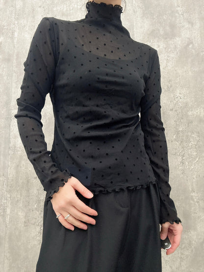 dot pattern see-through cut and sew