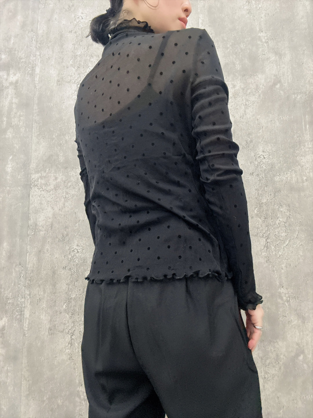 dot pattern see-through cut and sew