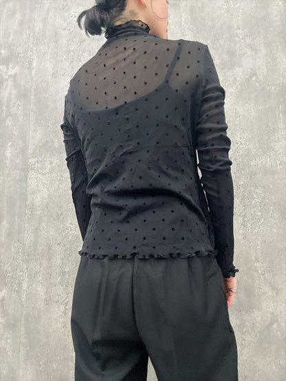 dot pattern see-through cut and sew
