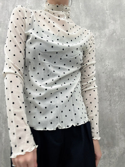 dot pattern see-through cut and sew