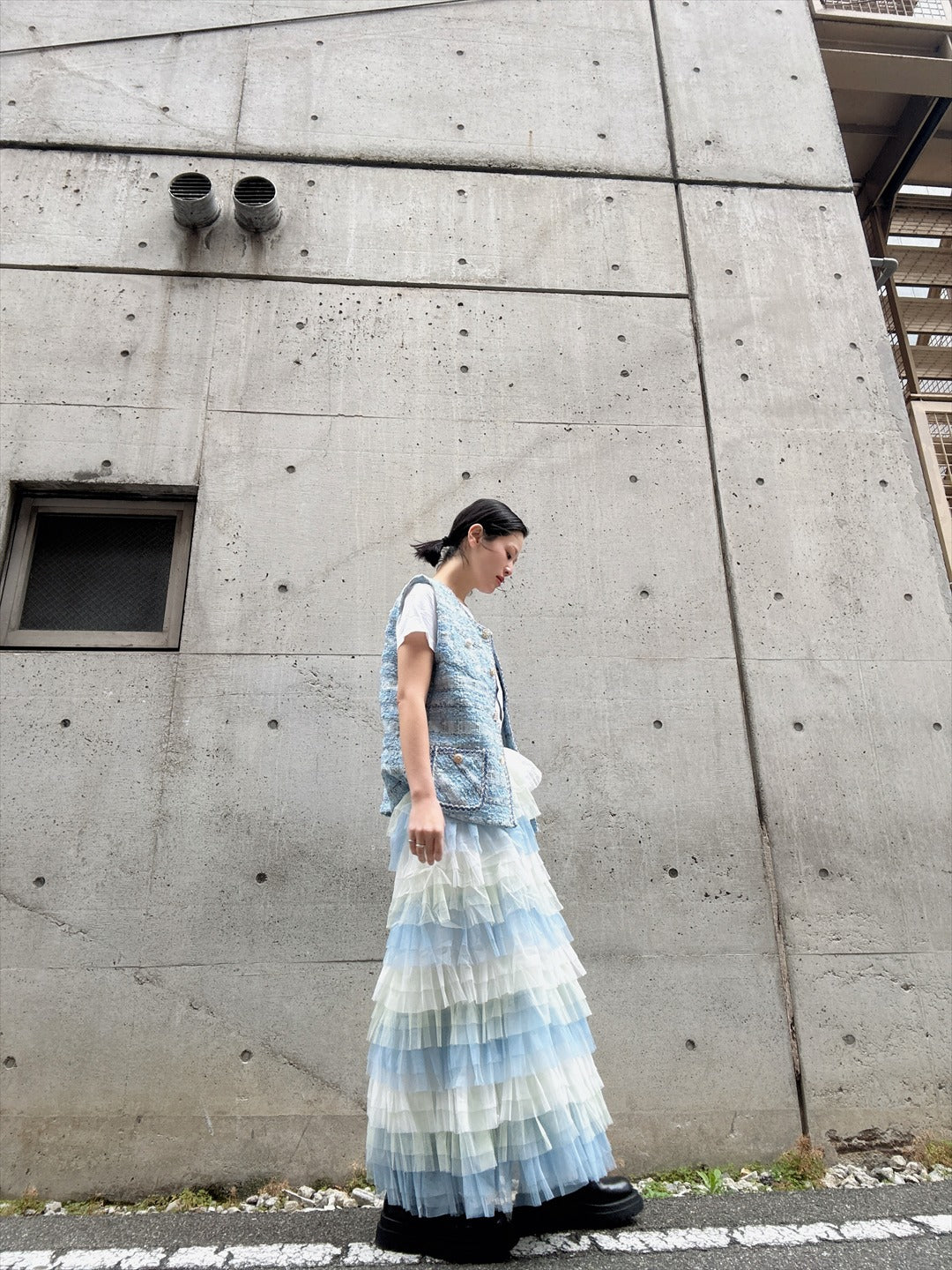 gradient tiered skirt