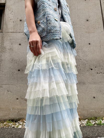 gradient tiered skirt