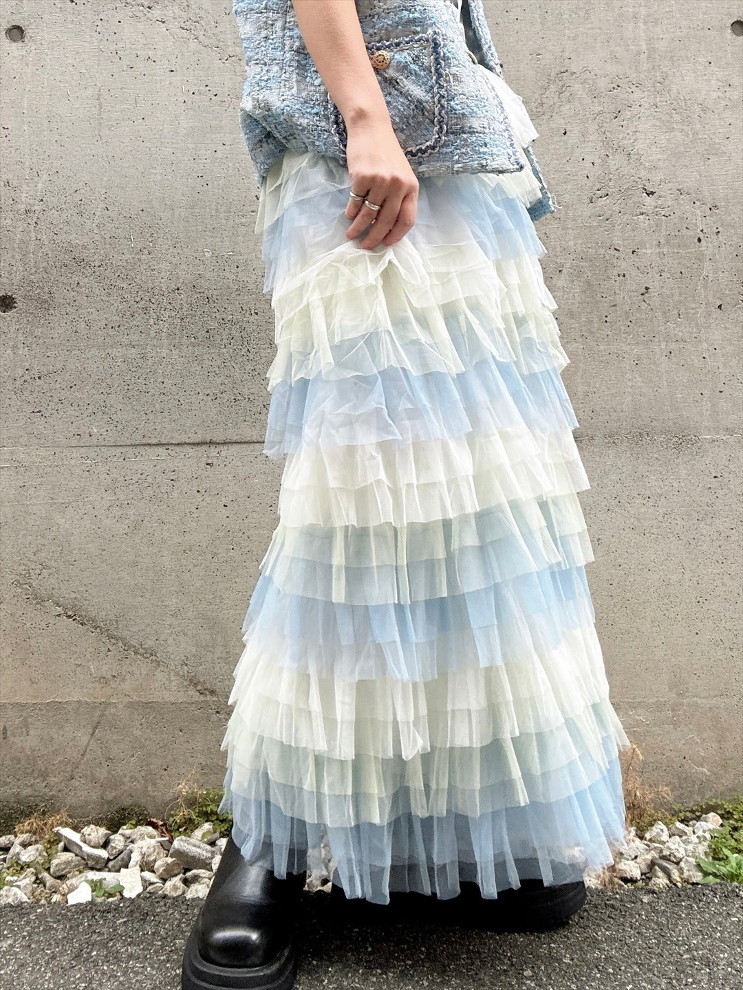 gradient tiered skirt