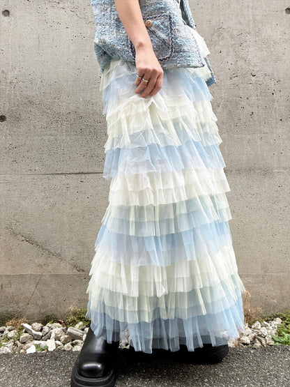 gradient tiered skirt