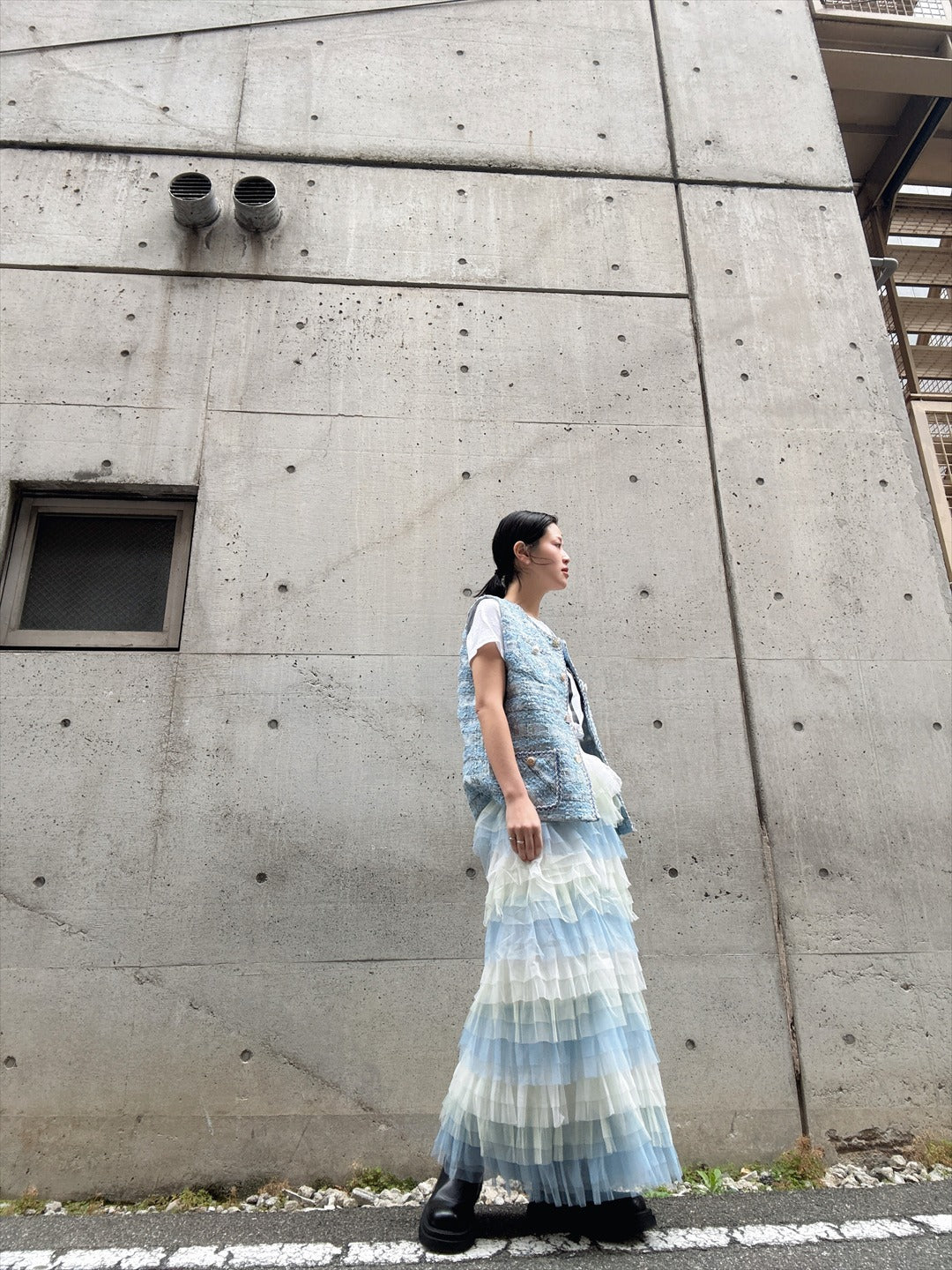 gradient tiered skirt