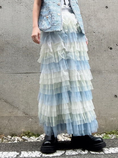 gradient tiered skirt