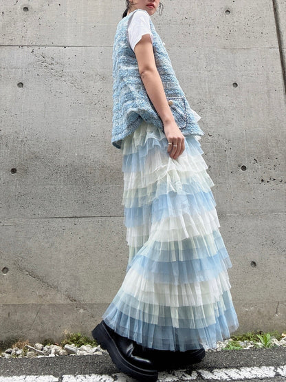 gradient tiered skirt